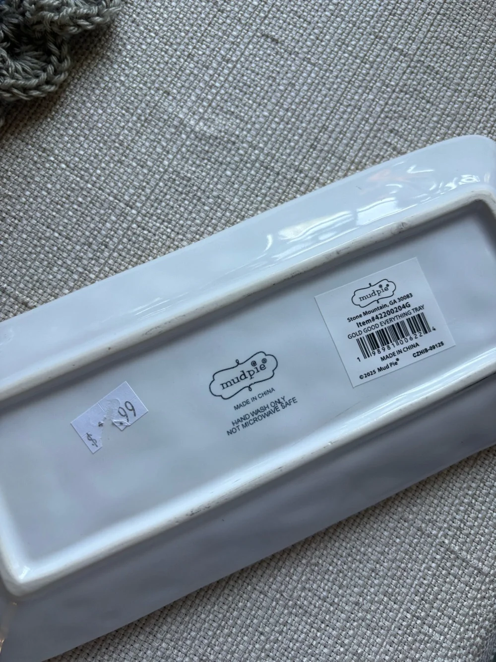 Mud Pie White Ceramic Tray